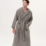 SIORO Men's Robes Big And Tall Terry Cloth Bathrobe Cotton Towel Hooded Full Length Housecoat Hot Tub Bath Spa Sleepwear M-2XL