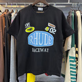 Top Craftsmanship Rhude Mens T Shirts summer Fashion designer tshirts Street Casual Short Sleeve Beach Style tees Cotton Printing Shirt 23SSS A124