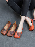 namcoverse Women Summer Ethnic Colorblock Leahter Soft Flat Shoes KL1025