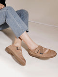 namcoverse Women Summer Solid Leather Spliced Low Heel Shoes AA1047