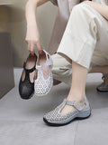 namcoverse Women Summer Solid Leather Cutout Platform Shoes KL1033