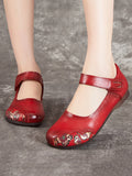 namcoverse Women Summer Ethnic Flower Spliced Leather Shoes XX1052