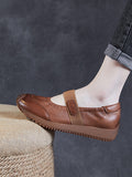 namcoverse Women Summer Retro Solid Leather Platform Shoes SC1025