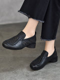 namcoverse Women Summer Solid Casual Cutout Leather Low Heel Shoes KL1023