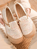 namcoverse Women Ethnic Summer Linen Cotton Flat Shoes KL1035