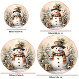 1pc Festive Christmas Snowman Round Area Rug - Soft, Lightweight, Machine Washable, Non-Slip Knit Fabric Polyester Bath Rug with 1.1cm Thickness - Perfect for Living Room, Bedroom, Chair Mat, Home & Hotel Flooring Decoration, Holiday Season Decor