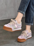 namcoverse Women Summer Mesh Leather Spliced Breathable Platform Shoes XX1021