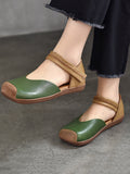 namcoverse Women Summer Leather Colorblock Flat Shoes QW1039