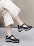 namcoverse Women Summer Solid Leather Cutout Platform Shoes KL1033