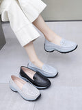 namcoverse Women Summer Casual Leather Cutout Platform Shoes SC1039