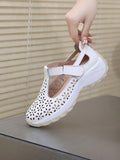 namcoverse Women Summer Solid Leather Cutout Platform Shoes PA1025