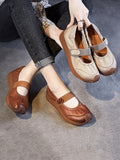 namcoverse Women Summer Retro Solid Leather Platform Shoes SC1025