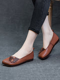 namcoverse Women Summer Ethnic Colorblock Leahter Soft Flat Shoes KL1025