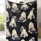 1pc Adorable Pug Dog Printed Soft Flannel Blanket - Warm, Cozy, Multi-Purpose Throw for Couch, Sofa, Office, Bed, Camping, Travel - Perfect Gift for All Seasons, Indoor, Outdoor Use