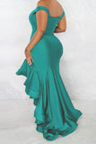 namcoverse Solid Color Rocking High Low Ruffle Maxi Dress