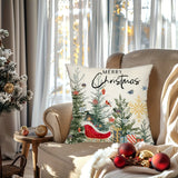 Rustic Christmas Tree Throw Pillow Cover - Merry Christmas Farmhouse Decor, Zip Closure, Hand Washable, Polyester - Perfect for Couch, Sofa, Living Room & Bedroom - 11.8"x19.7" or 17.7"x17.7" (Pillow Not Included)