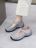 namcoverse Women Summer Solid Leather Cutout Platform Shoes KL1033