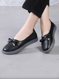 namcoverse Women Casual Summer Solid Cutout Leather Flat Shoes KL1043