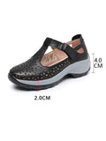 namcoverse Women Summer Solid Leather Cutout Platform Shoes PA1025