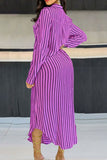 namcoverse Striped Classic Single Breasted Midi Dress