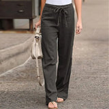 Women's Pants Capris Women Cotton Linen Elastic Waist Straight Trousers Spring Loose Long Solid Casual Sports 221118