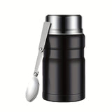 1pc 750ml Large Capacity Stainless Steel Thermal Mug With Spoon - Insulated Lunch Box for Hot and Cold Food, Soup, and Drinks, Perfect for Summer, Winter, Back to School, and Outdoor Activities