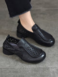 namcoverse Women Summer Solid Casual Cutout Leather Low Heel Shoes KL1023