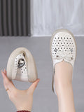 namcoverse Women Casual Summer Solid Cutout Leather Flat Shoes KL1043