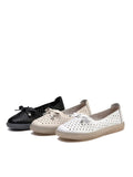 namcoverse Women Casual Summer Solid Cutout Leather Flat Shoes KL1043