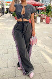 namcoverse Hit Color Side Tassel Cozy Drawstring Pants