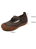 namcoverse Women Summer Retro Leather Solid Flat Shoes QW1019