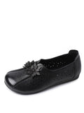 namcoverse Women Vintage Leather Flower Cutout Flat Shoes PA1026