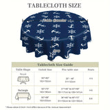 1pc Anchor Rudder Tablecloth - Durable Polyester, Waterproof, Wrinkle Resistant, Machine Washable, Scalloped Edge - Captivating Ocean Themed Decoration for Unforgettable Parties, Weddings, Picnics, Cafe Gatherings, and Family Reunions