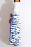 namcoverse Tie Dye Patchwork Elegant High Split Maxi Dress