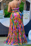 namcoverse Tie Dye Bohemia Ruffle Maxi Dress