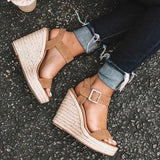 Slippers Summer Wedge Sandals  Fashion Weave Platform Plus Size High Heel Sandalias Thick Bottom Retro Open Toe Ladies Shoes Y2302