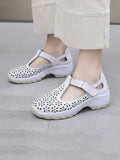 namcoverse Women Summer Solid Leather Cutout Platform Shoes PA1025