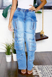 namcoverse Washed Gradient Cozy Multi Pocket Straight Jeans