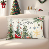 Rustic Christmas Tree Throw Pillow Cover - Merry Christmas Farmhouse Decor, Zip Closure, Hand Washable, Polyester - Perfect for Couch, Sofa, Living Room & Bedroom - 11.8"x19.7" or 17.7"x17.7" (Pillow Not Included)