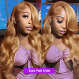 Peruvian Soft Hair Glueless Honey Blonde Body Wave Lace Front Wig 13x4 Colored Lace Front Human Hair Wigs HD Synthetic Lace Closure Wig 250 Density