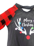 New Christmas parent-child outfit, European and American deer head Christmas print, children's dad, baby Clothes, home clothing two-piece set