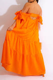 namcoverse Solid Color Pretty Flowy Tiered Ruffle Maxi Dress