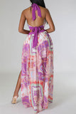 namcoverse Tribal Print Hot Cutout High Split Maxi Dress