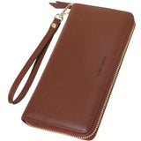 Stylish Womens RFID Blocking Zip Wallet - Large Capacity Long Purse with Detachable Wristlet & Secure Card Holder