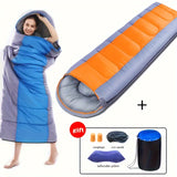 Thermal Insulation Down Cotton Sleeping Bag - Outdoor Camping Waterproof Gear for Winter with Hat, Eye Mask, and Earplugs for Cozy Slumber