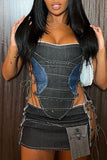 namcoverse Color Block Denim Flirty Strappy Camisole