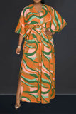 namcoverse Ripple Print Laid Back Side Split Maxi Dress