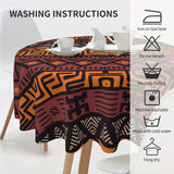 1 Pc 60 Inch Reusable Washable Tribal African Mud Cloth Polyester Tablecloth for Outdoor Picnic, Kitchen, and Holiday Dinner Party