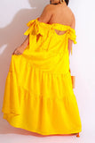 namcoverse Solid Color Pretty Flowy Tiered Ruffle Maxi Dress