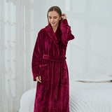 1pc Autumn And Winter Bathrobe, Soft And Skin-friendly Long Sleeve Bathrobe, Thickened Nightgown With Pocket, Warm Long Robe For Home, Bathroom Supplies